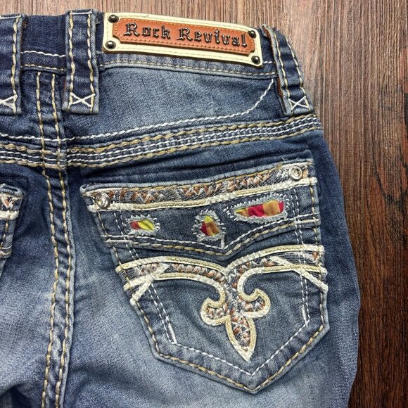 Rock Revival Pilkin Skinny Jeans Embellished Distressed Dark Wash Size 25 - Picture 11 of 12